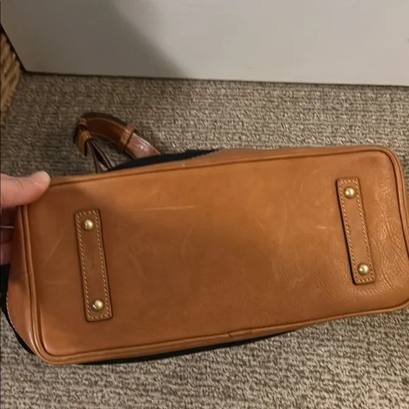 Dooney & Bourke Black and Tan Leather Hobo Bag - Picture 9 of 12